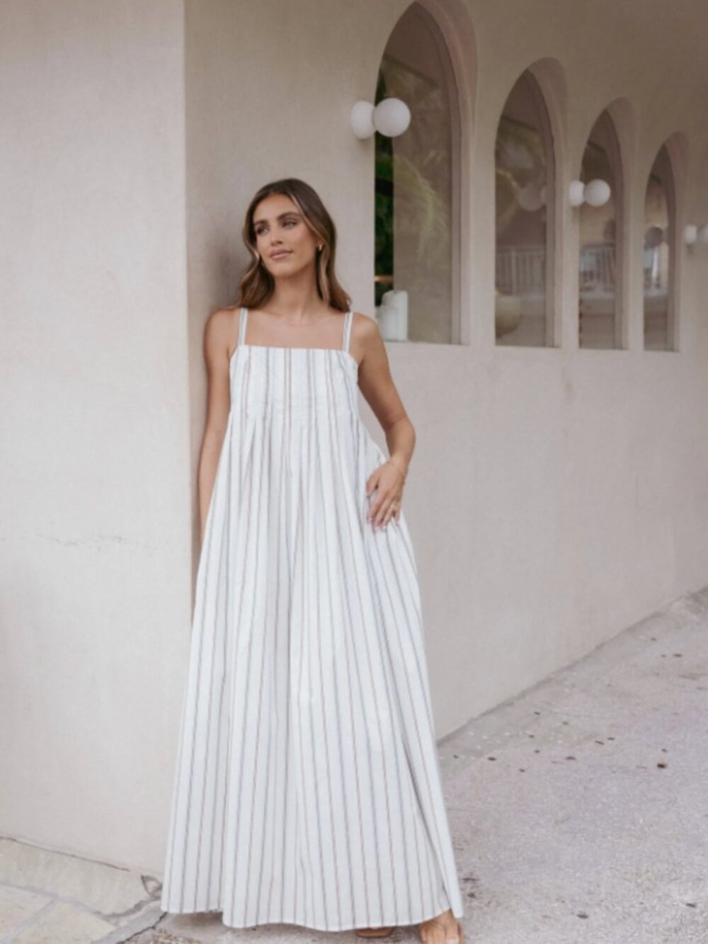 Petal & Pup Midi Dress - Blue Stripe - Size XS